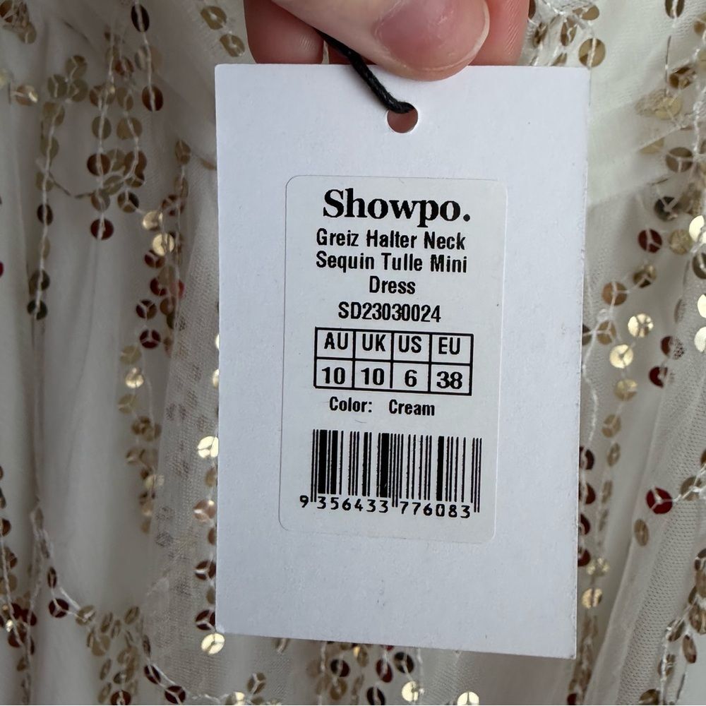 Showpo Greiz Halter Neck Sequin Tulle Mini Dress - Picture 9 of 9